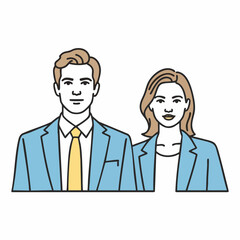 Professional Couple in Business Attire Vector Art for Corporate Websites, Marketing Materials, Team Collaboration Blogs, and Professional Networking Content  