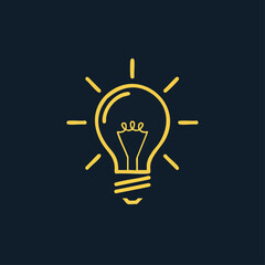 Fototapeta premium Vector Art of a Lightbulb Icon with Radiating Lines for Design Projects, Digital Media, Graphics, Marketing Content, and Creative Resources 