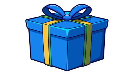 Obraz premium Realistic blue fancy Gift isolated Box in white Background Vector illustration.