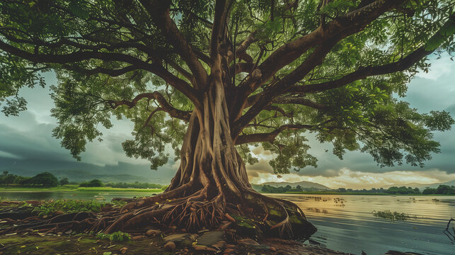 Save Nature & Love Nature 100 Years Old Tree in India Virar Portrait shot In rainy Season. this tree is 100 years old tree in india virar this shot was take in afternoon in rainy season save the natur