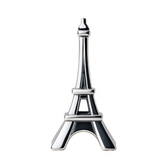 Silver Eiffel Tower Desk Accessory with Modern Metallic Finish on Transparent Background