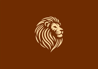  A detailed lion head logo symbolizing strength, courage, and leadership, perfect for sports teams, brands, or organizations.