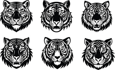 Fototapeta premium Tiger Head Vector Bundle