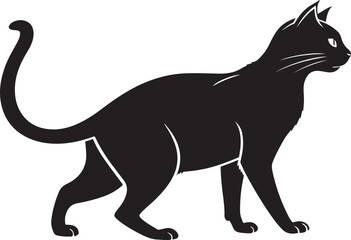 Black cat silhouette standing profile feline animal