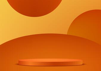 Orange and yellow background vector 3d with podium Space for selling products on the website. Abstract wallpaper design with copy space to display your products. Vector illustration.