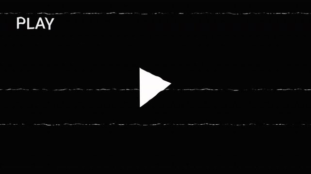 vhs tape playing Retro Style Videotape Static. with Glitchy "PLAY" Screen, 4K video overlay effect