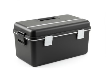 Sleek matte black utility container for equipment storage in workshop