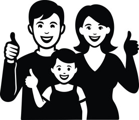 happy family giving thumbs up on white background.eps