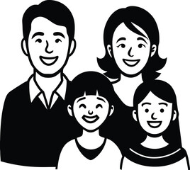 happy family smiling together on white background.eps