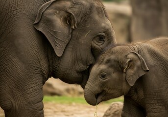 Fototapeta premium Close-up of a Young Elephant's Textured Skin. Generative Ai
