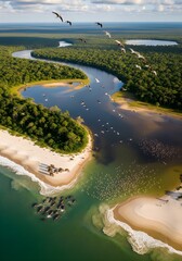 Aerial view of Loango National Park is a national park in western Gabon on the west coast of Africa.
