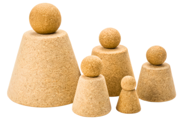 Minimalist abstract family figurines made from sand isolated with transparent background