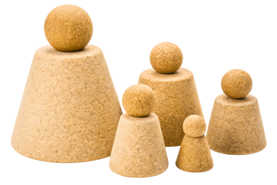 Minimalist abstract family figurines made from sand isolated with transparent background
