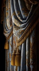 Fototapeta premium Antique-style curtain rod with luxurious ceremonial drapes