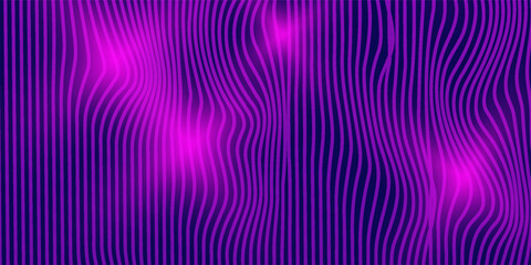 Obraz premium Vector smooth waves on dark background. Futuristic technology design backdrop with purple and blue gradient transition.