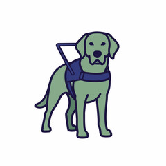 Fototapeta premium Vector Art of a Service Dog Standing with a Harness for Awareness Campaigns, Support Websites, Educational Content, and Social Media Advocacy 