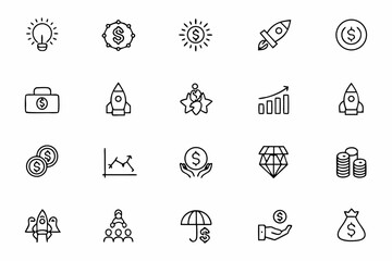 A modern pack illustrating early-stage investments and growth funding — ideal for pitch decks, startup incubators, and crowdfunding sites