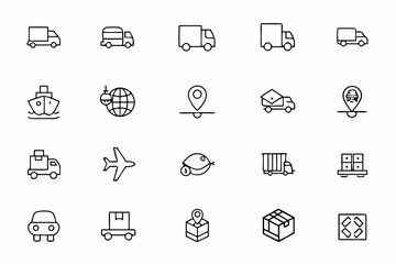Fototapeta premium A practical collection focused on the movement and management of goods by truck — perfect for logistics companies, freight services, and supply chain apps