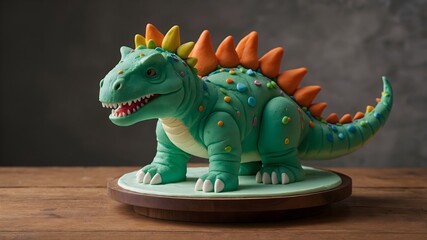 Obraz premium Vibrant Stegosaurus Dinosaur Cake for Celebration
