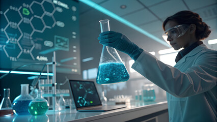 scientist looking at the microscope