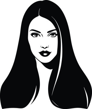 woman with long straight hair on white background.eps