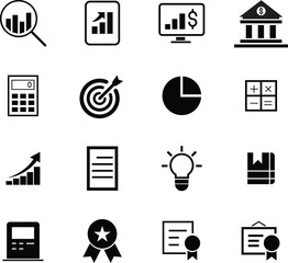 banking and finance icon vector collection, profit growth icon vector bundle