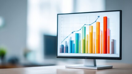 Computer Monitor Displaying a Bar and Line Graph