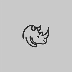 Rhino head logo in bold and clean minimalist line art design.