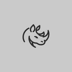Rhino head logo in bold and clean minimalist line art design.