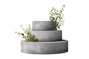 grey concrete display stands pedestals isolated on transparent background 