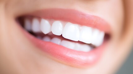 Fototapeta premium Close-up of a natural smile with perfect white teeth, highlighting dental health and confidence.