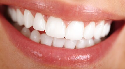 Close-up of a natural smile with perfect white teeth, highlighting dental health and confidence.