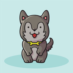 Fototapeta premium Kawaii and Cute Puppy Illustration - Pet Lovers Clipart