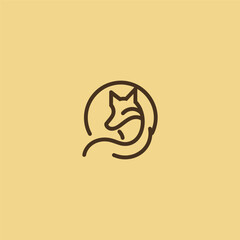 Fox logo in clean and elegant minimalist line art design.