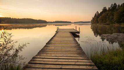Fototapeta premium sunset over the lake