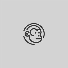 Obraz premium Monkey head logo in modern and simple minimalist line art style.