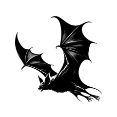 Flying Bat Silhouette. Detailed Bat Silhouette for Halloween Design