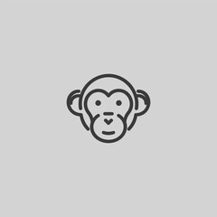 Monkey head logo in modern and simple minimalist line art style.