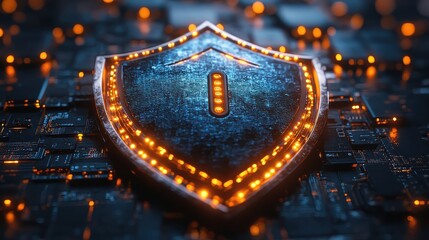 3d illustration of data server on shield, concept data privacy, 3D illustration, hyper realistic illustration, illustration