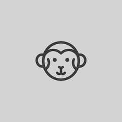 Monkey head logo in modern and simple minimalist line art style.