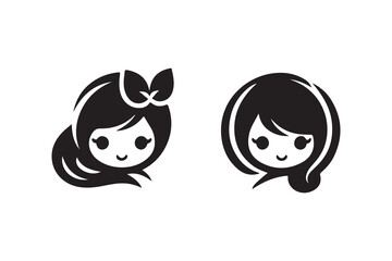 girl with long hair vector design