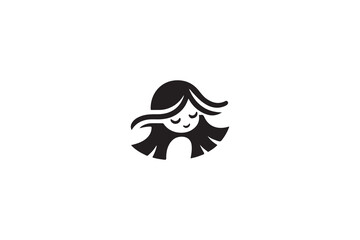 vector illustration of a girl with long hair template