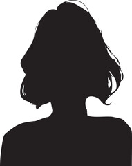 A striking silhouette of a woman with short hair and a black top