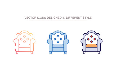 Royal Chair icon design with white background stock illustration