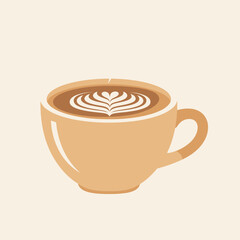 Obraz premium A cup of coffee with latte art on a light background.