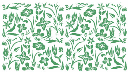 seamless pattern with green leaves, floral vector in hand-drawn style, perfect for fabric prints, wallpapers, and decorative projects