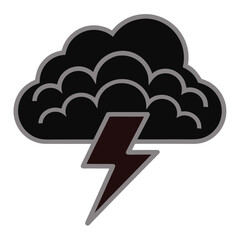 Thunderstorm silhouette icon isolated on white background