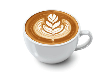 Latte Art in White Ceramic Cup.