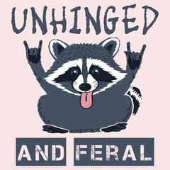 Raccoon Unhinged And Feral Retro T-Shirt © Tee Design Zone