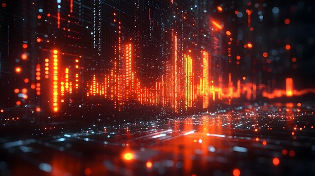 Dazzling digital cityscape showcasing real time data analysis